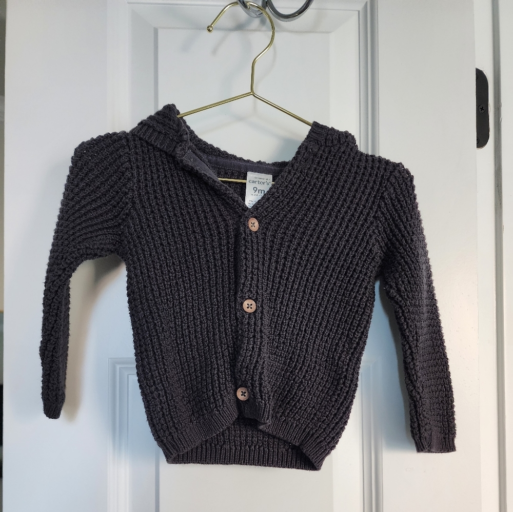 Carter's Gray Knit Cardigan, Never Worn, No Tags - Baby Girl or Boy - 9 Months